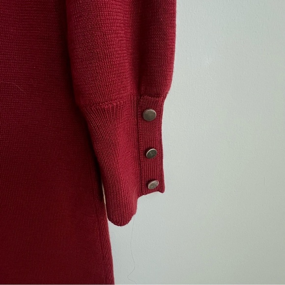 Talbots Pure Soft Merino Wool V-Neck Puff Sleeve Autumn Sweater Dress SP Scallop - Picture 10 of 13